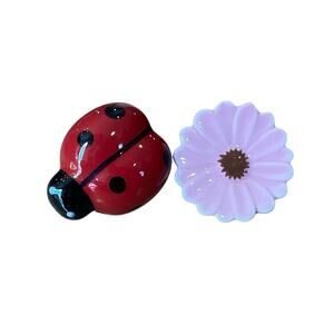 2 Nora Fleming Minis Charms lil' ladybug Red Bug A115 Flower Power Pink A41